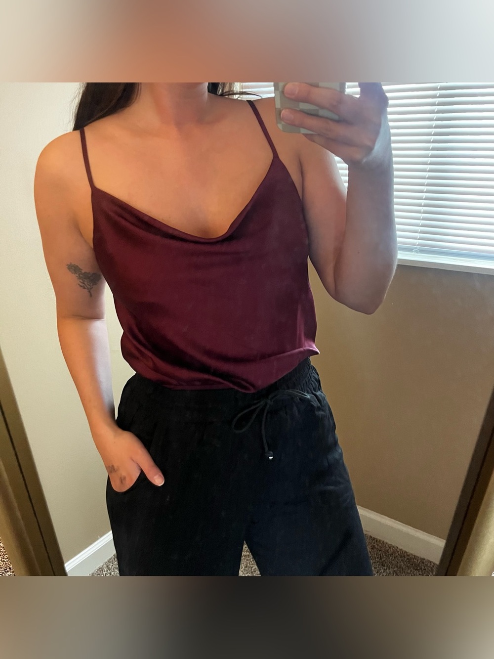 Lulus Satin Cowl Neck Cami Bodysuit